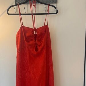 Express Red Slip Dress with Keyhole Front